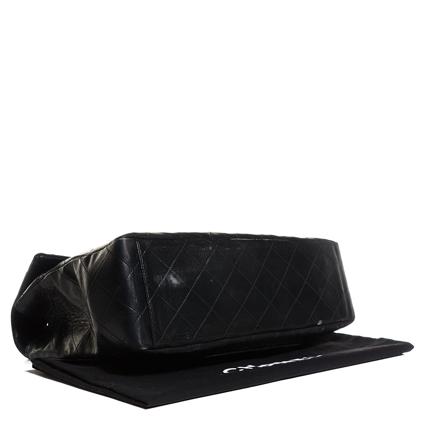 Lambskin Quilted XL Jumbo Flap Black
