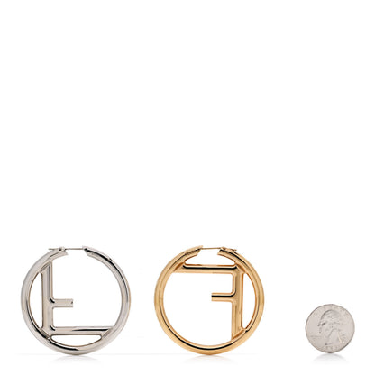Fendi Metal FF Hoop Earrings Gold Silver 2 of 4