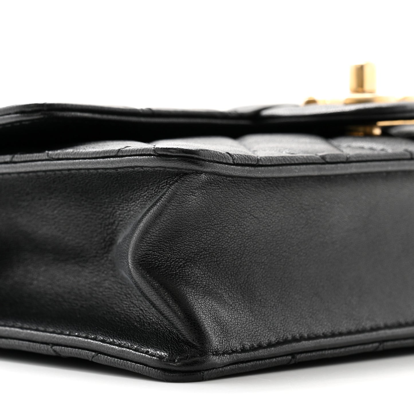 Goatskin Quilted Small Chic Pearls Flap Black