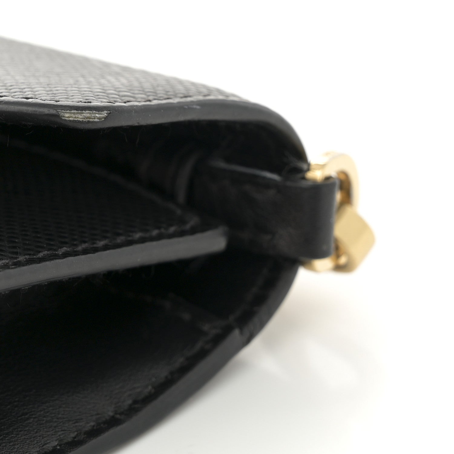 Prada Saffiano Cuir Calfskin Monochrome Envelope Wallet on Chain Shoulder Bag Black 16 of 16