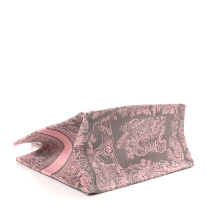 Christian Dior Canvas Embroidered Medium Dioriviera Toile De Jouy Book Tote Pink Grey 4 of 12