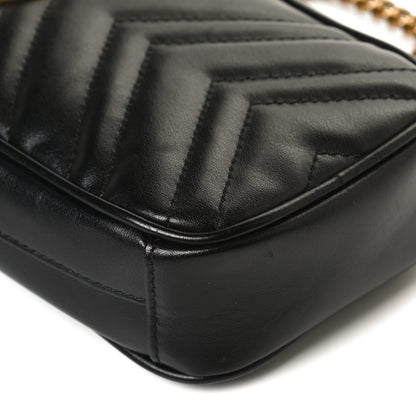 Gucci Calfskin Matelasse Mini GG Marmont Crossbody Bag Black 12 of 12