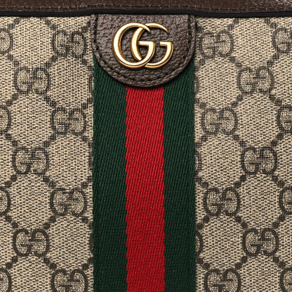 Gucci GG Supreme Monogram Textured Dollar Calfskin Web Ophidia Wristlet Shoulder Bag Beige Ebony New Acero 7 of 9