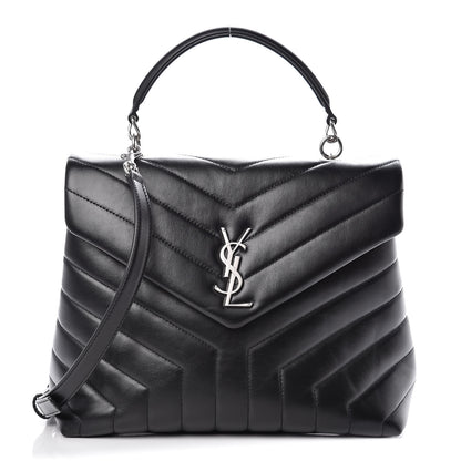 Saint Laurent Calfskin Y Quilted Monogram Medium Loulou Satchel Black 1 of 10
