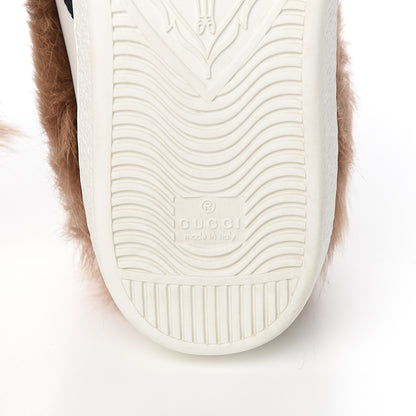 Gucci Calfskin Wool Web Bee Embroidered Mens Ace Sneakers 9.5 White 7 of 8