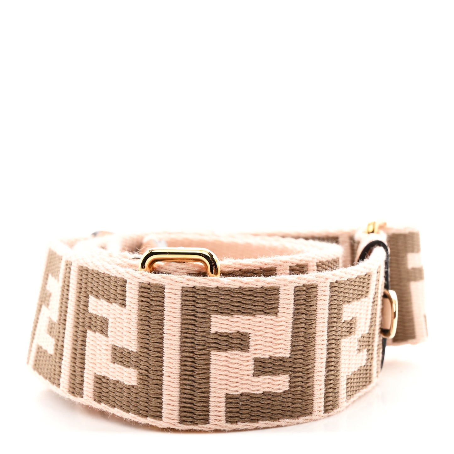 Jacquard Ribbon Vitello King FF Bi-Color Intreccio Adjustable Strap You Light Rose Camel