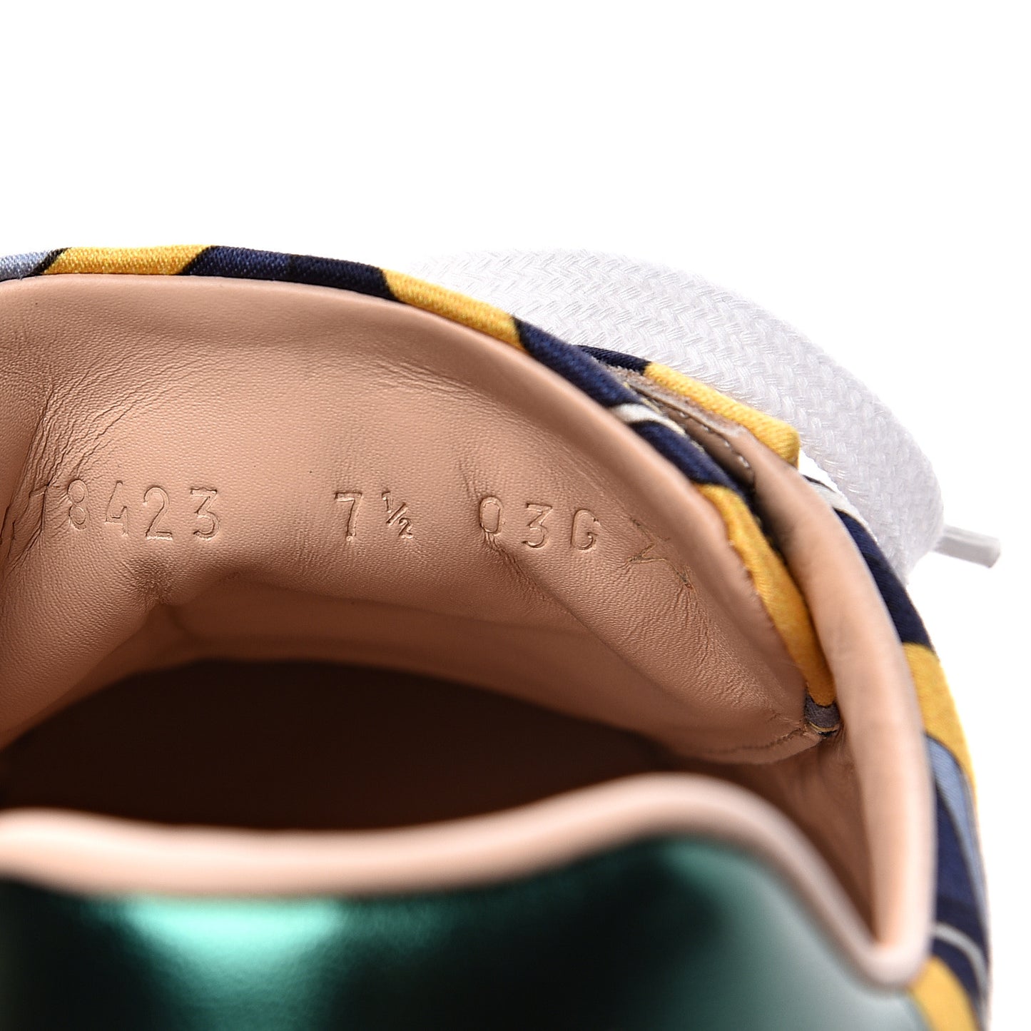 Satin Web Mini GG Wallpaper Mens Ace Sneakers 7.5 Yellow Royal Blue