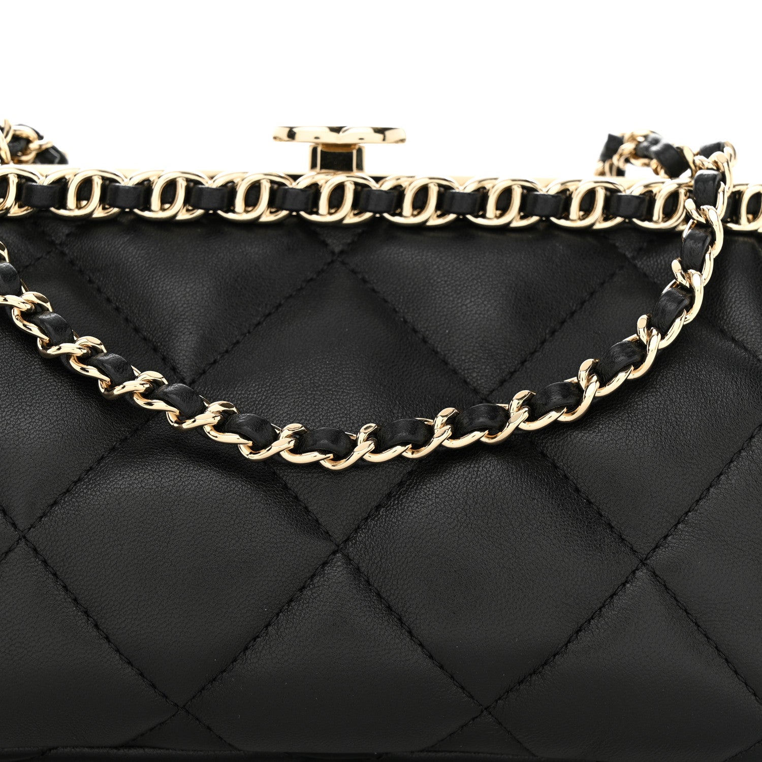 Chanel Lambskin Quilted CC Kisslock Clutch Black 8 of 11