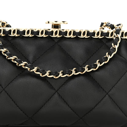 Chanel Lambskin Quilted CC Kisslock Clutch Black 8 of 11