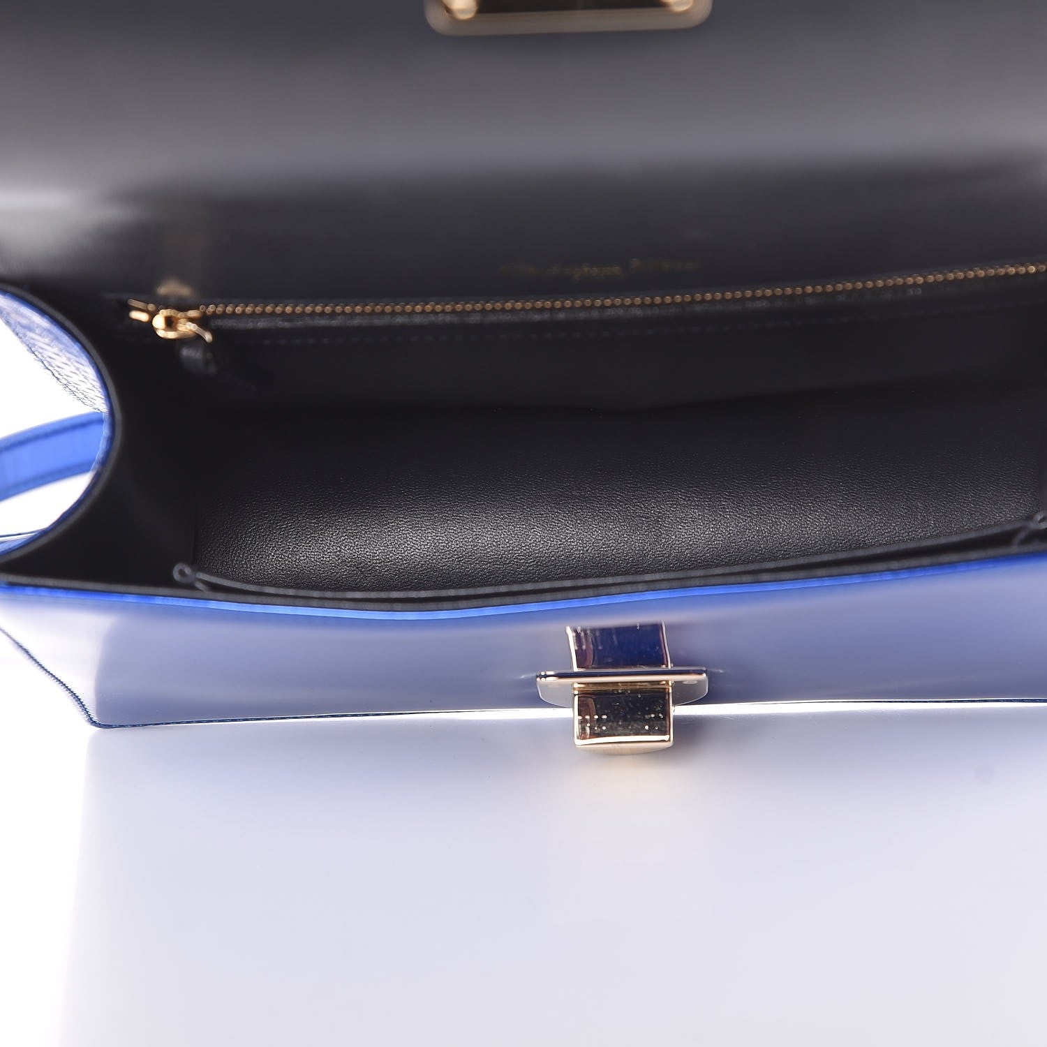 Christian Dior Metallic Patent Micro-Cannage Medium Diorama Flap Bag Blue 5 of 6