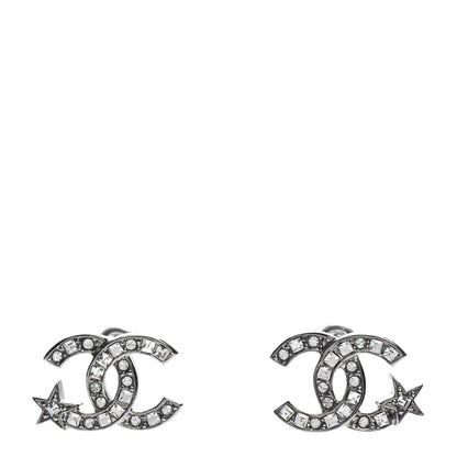 Chanel Crystal CC Starfall Earrings Silver 1 of 4