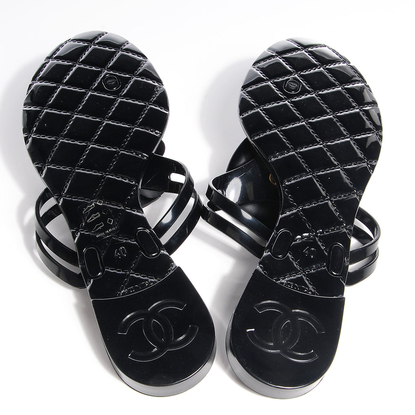 Jelly Camellia Thong Sandals 40 Black
