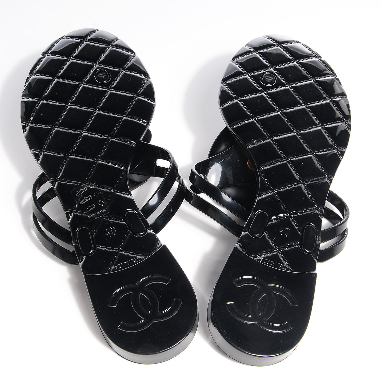 Chanel Jelly Camellia Thong Sandals 40 Black 6 of 6