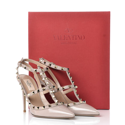 Valentino Garavani Patent Rockstud Ankle Strap Pumps 39 Poudre 9 of 9