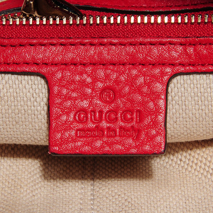 Gucci Pebbled Calfskin Medium Soho Chain Shoulder Bag Red 5 of 9
