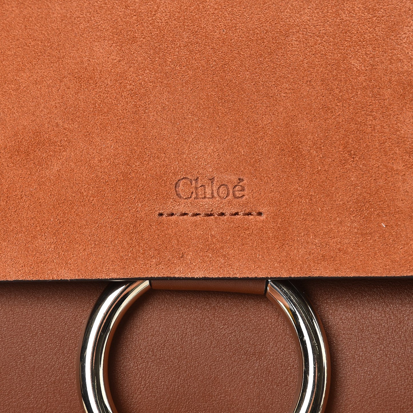 Suede Calfskin Small Faye Shoulder Bag Tobacco