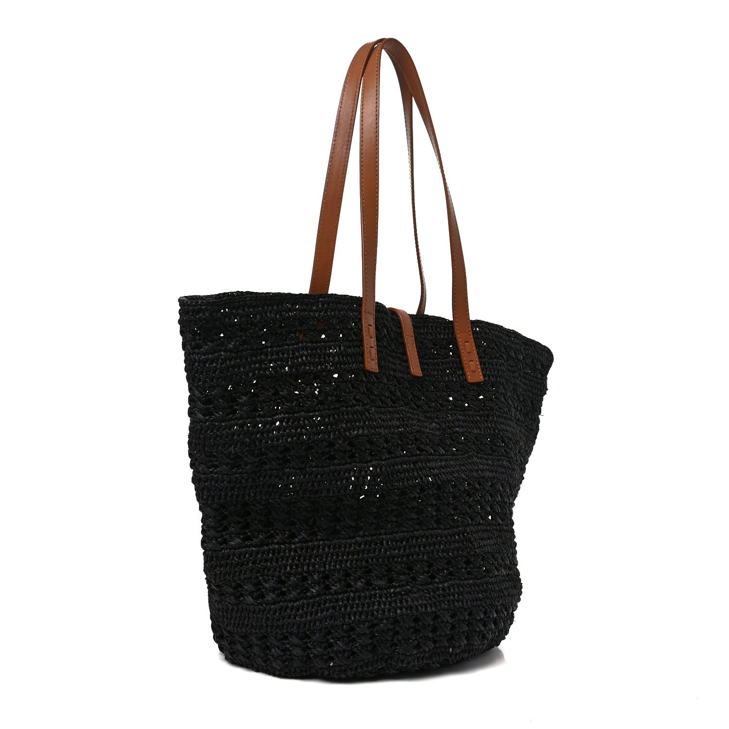 Saint Laurent Raffia Calfskin Medium Panier Tote Black 2 of 11