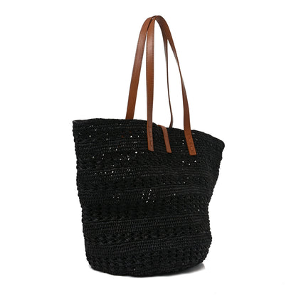 Saint Laurent Raffia Calfskin Medium Panier Tote Black 2 of 11
