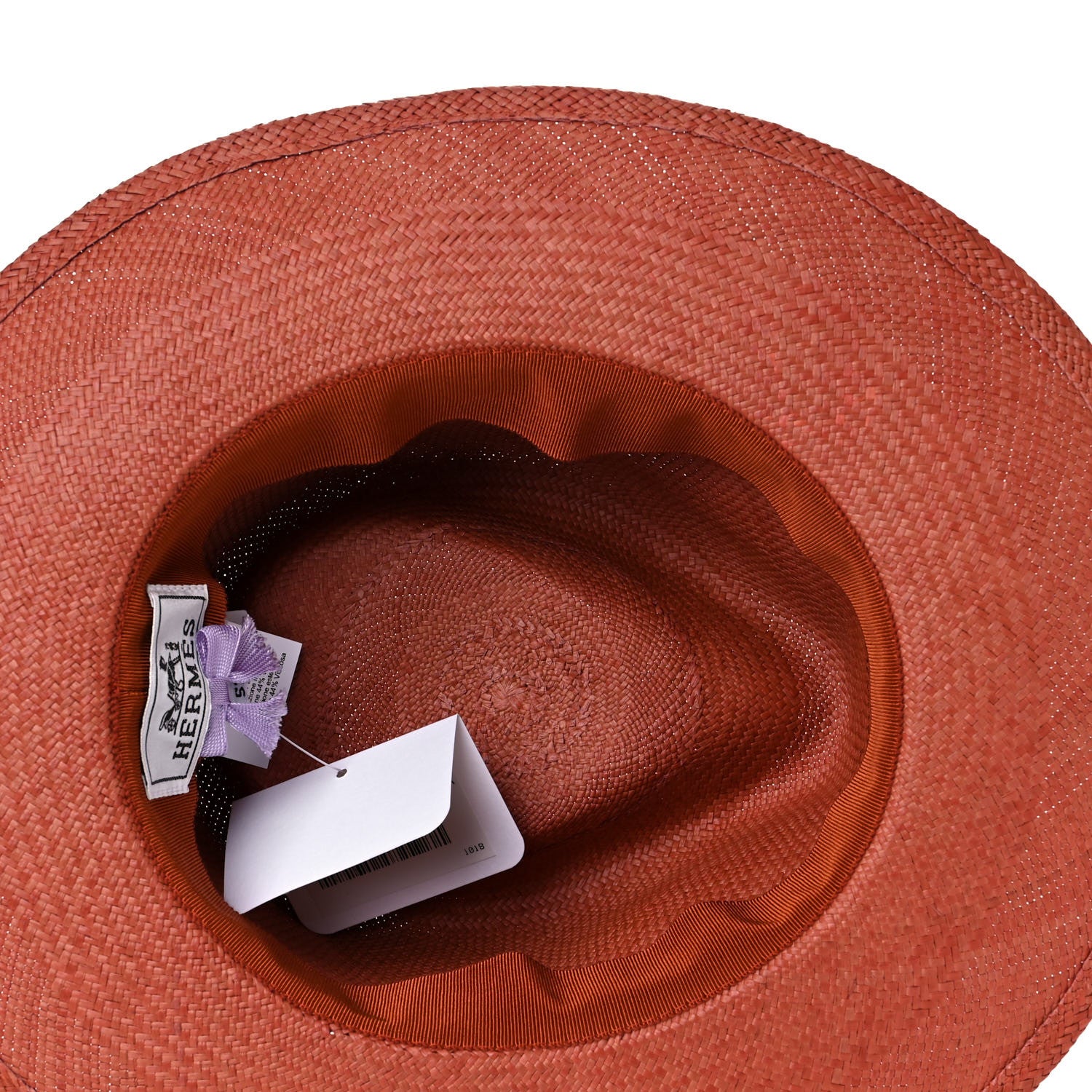 Hermes Straw Esperance Panama Hat 57 Terracotta 6 of 9