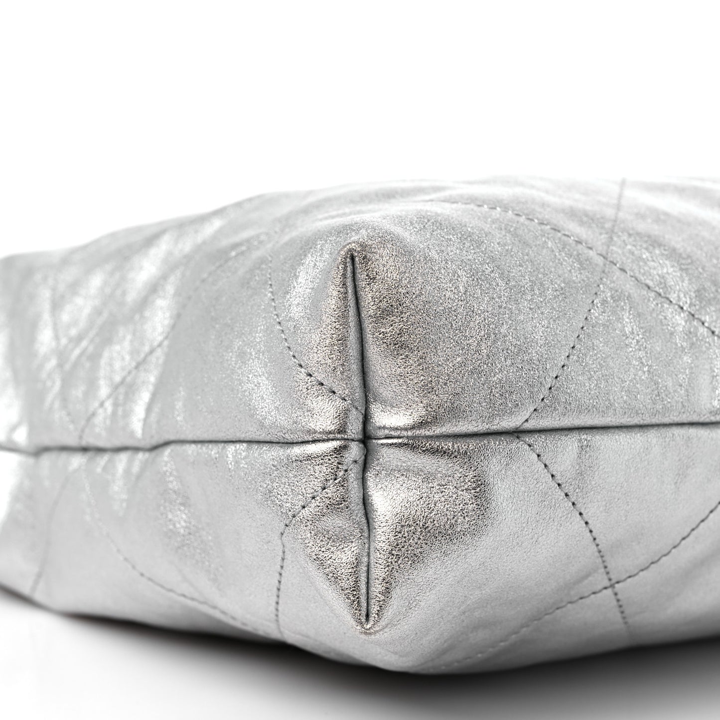 Metallic Calfskin Quilted Chanel 22 Silver
