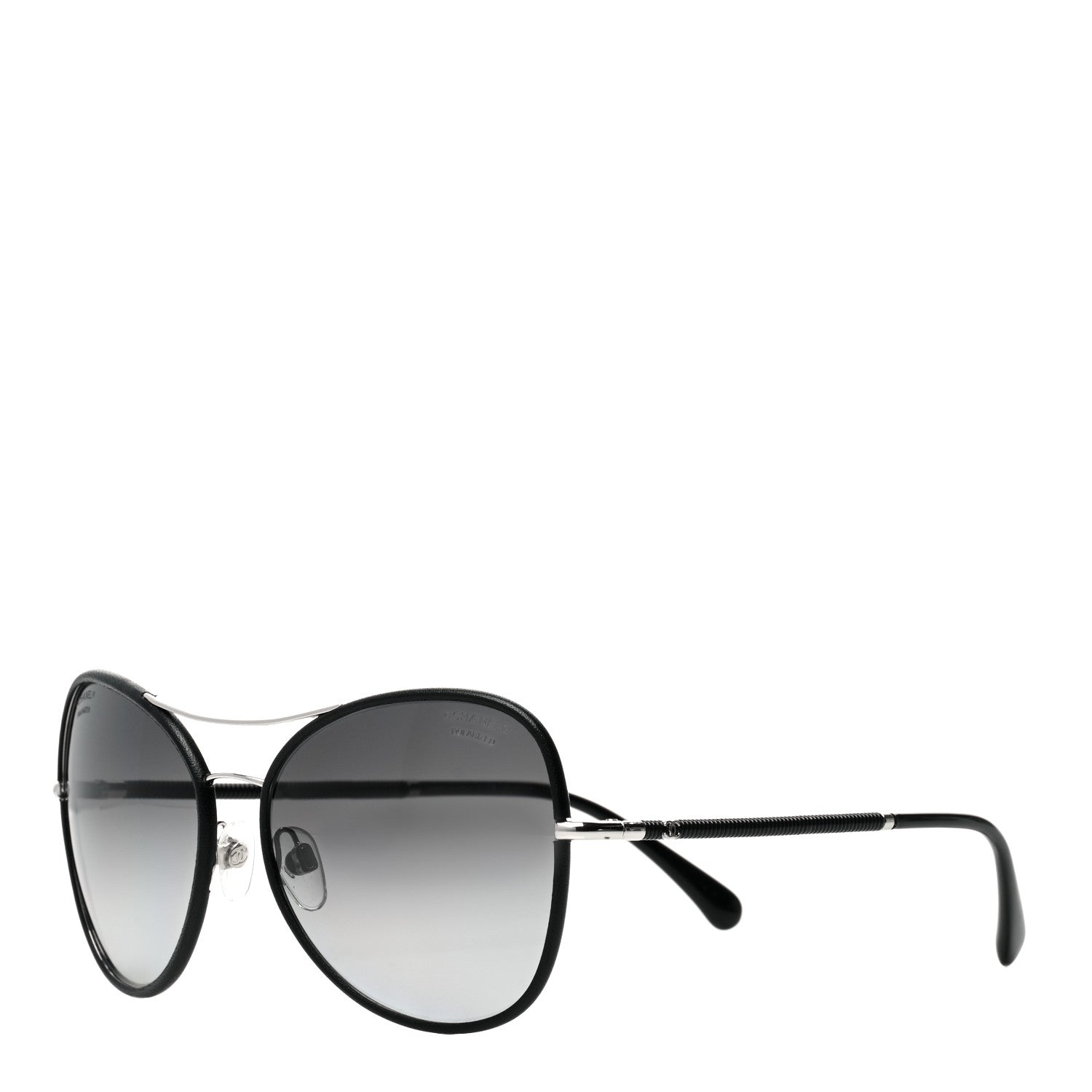 Chanel Metal Lambskin Polarized Pilot Fall Sunglasses 4227-Q Black 1 of 7