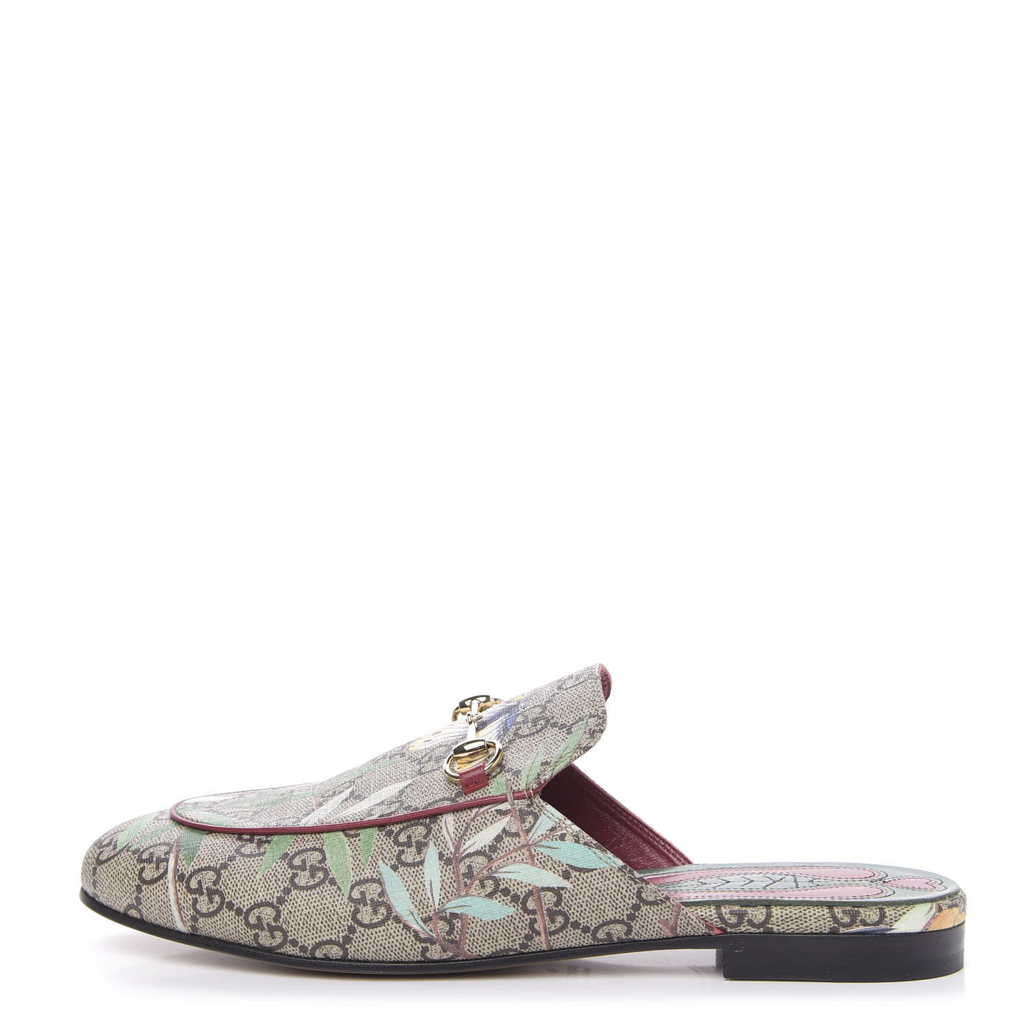 GG Supreme Monogram Tian Womens Princetown Slippers 39.5 Beige Ebony Multicolor