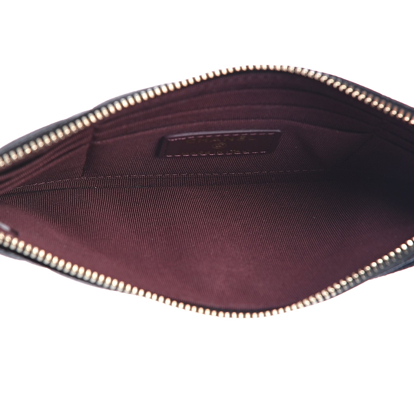 Iridescent Caviar Quilted Classic Zip Pouch Black