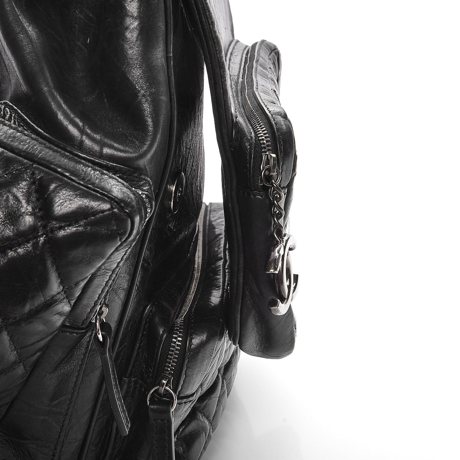 Chanel Aged Calfskin Quilted Large Casual Rock Backpack Black 11 of 11