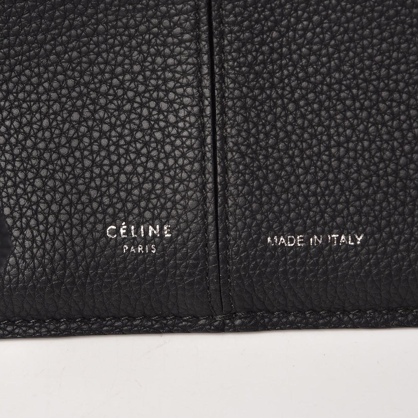 Baby Grained Calfskin Small Tri-Fold Bag Black