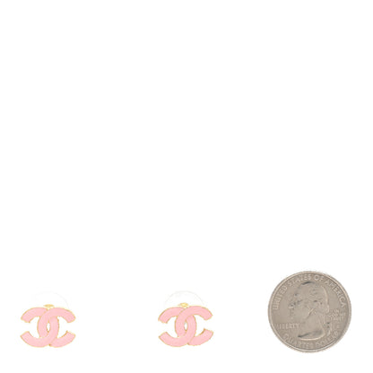 Chanel Metal Enamel CC Earrings Pink Gold 2 of 5