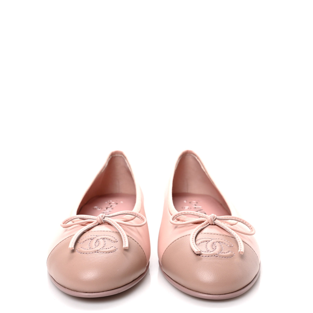 Chanel Lambskin Cap Toe CC Ballerina Flats 37.5 Light Pink Dark Pink 2 of 8