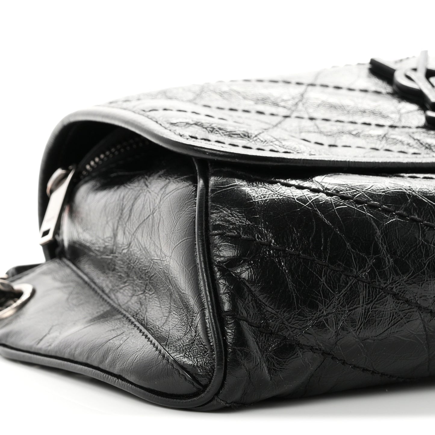 Crinkled Calfskin Matelasse Monogram Niki Body Bag Black