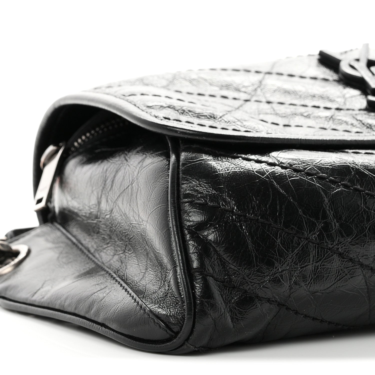 Saint Laurent Crinkled Calfskin Matelasse Monogram Niki Body Bag Black 8 of 9