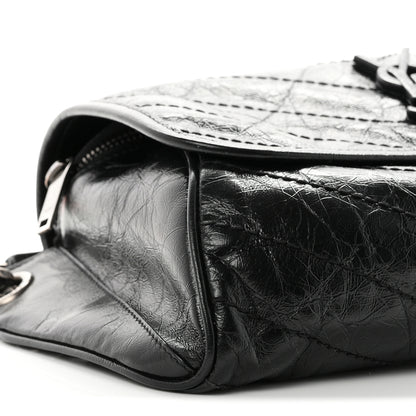 Saint Laurent Crinkled Calfskin Matelasse Monogram Niki Body Bag Black 8 of 9