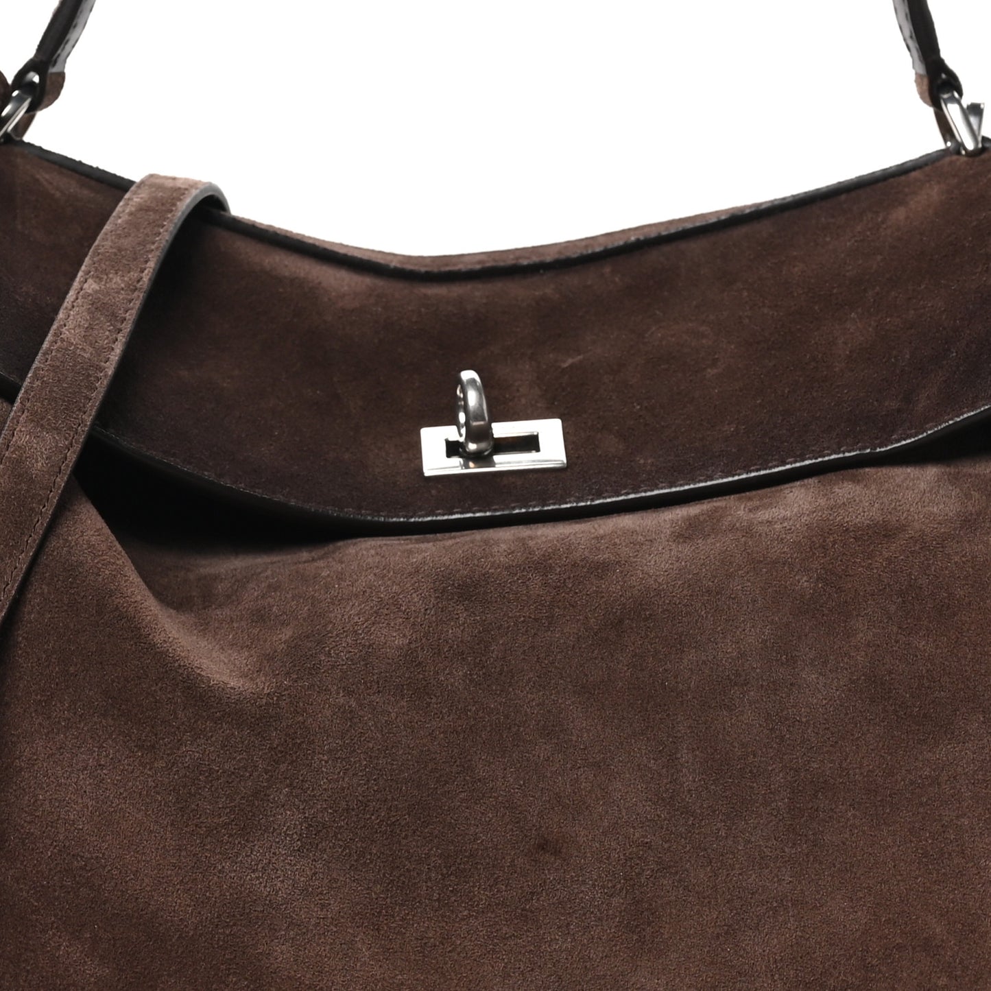 Waxed Suede Calfskin Medium Rodeo Top Handle Handbag Light Espresso