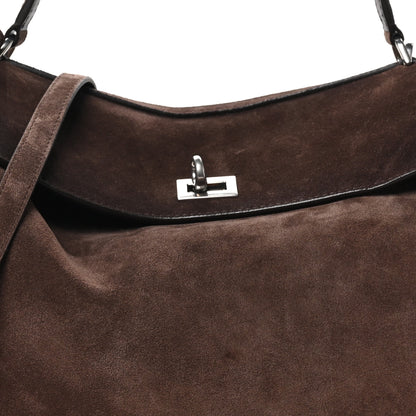 Balenciaga Waxed Suede Calfskin Medium Rodeo Top Handle Handbag Light Espresso 7 of 9