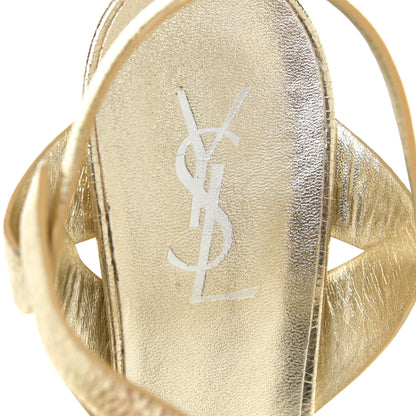 Saint Laurent Metallic Calfskin Tribute 105 Platform Sandals 40 Black Gold 10 of 13