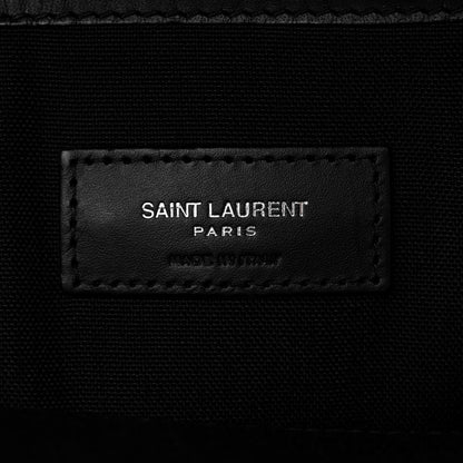 Saint Laurent Canvas Signature Embroidered City Backpack Black 6 of 10