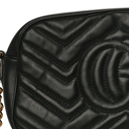 Gucci Calfskin Matelasse Small GG Marmont Chain Shoulder Bag Black 17 of 19