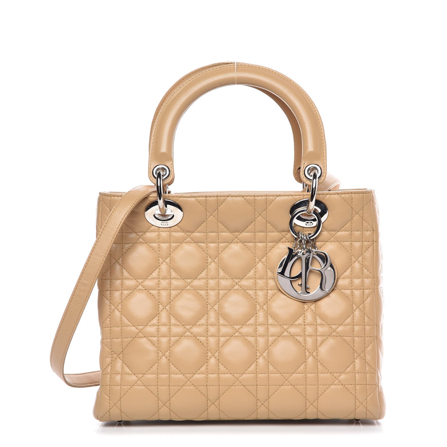Christian Dior Lambskin Cannage Medium Lady Dior Beige 1 of 11