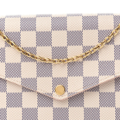 Louis Vuitton Damier Azur Pochette Felicie Chain Wallet Rose Ballerine 12 of 12