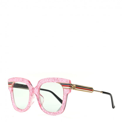 Gucci Acetate Square Frame Web Glitter GG0281S Sunglasses Pink 1 of 8