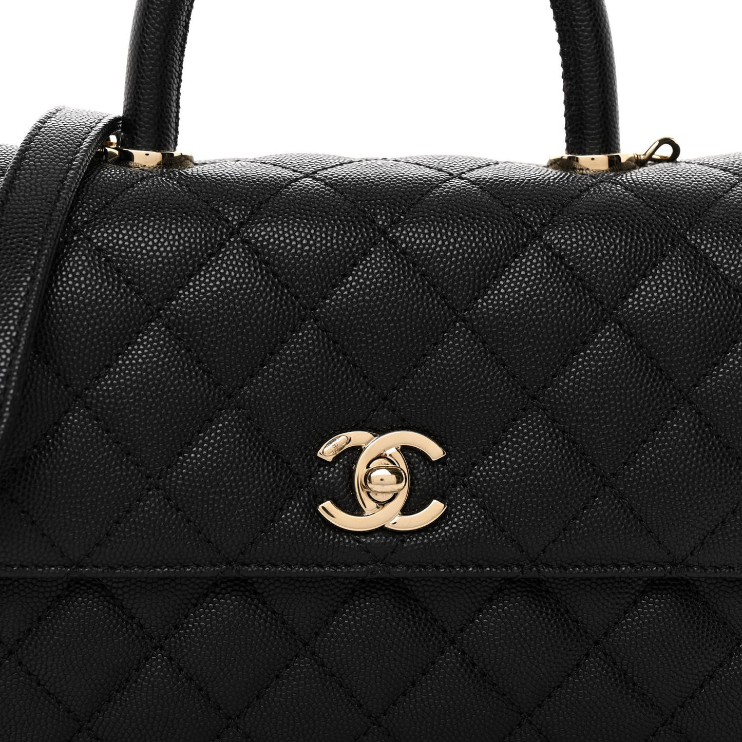 Caviar Quilted Mini Coco Handle Flap Black