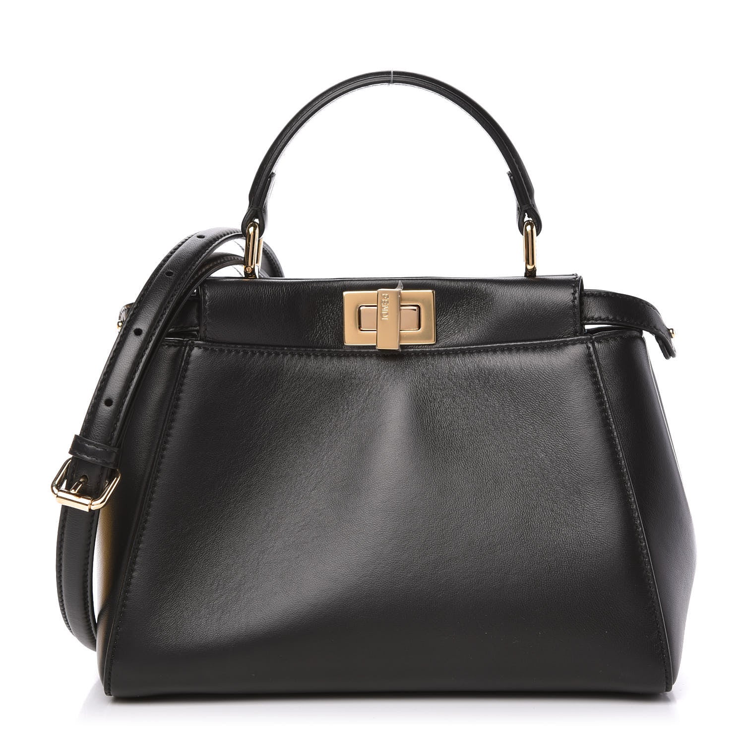 Fendi Nappa Stacked Bar Mini Peekaboo Iconic Satchel Black 1 of 10