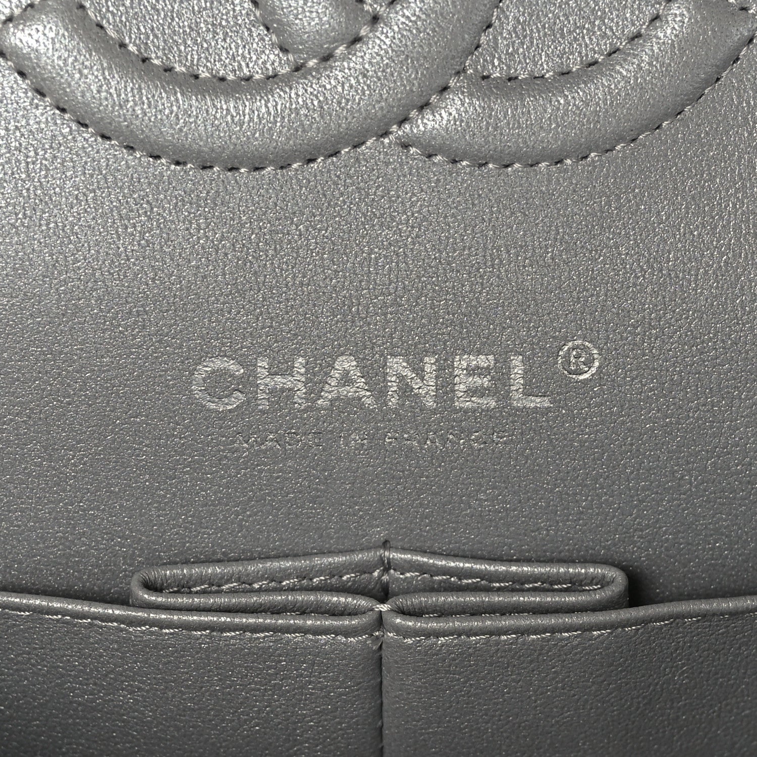 Chanel Iridescent Lambskin Quilted Medium Double Flap Grey 6 of 9