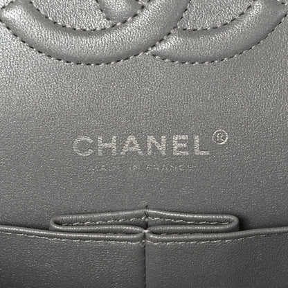 Chanel Iridescent Lambskin Quilted Medium Double Flap Grey 6 of 9