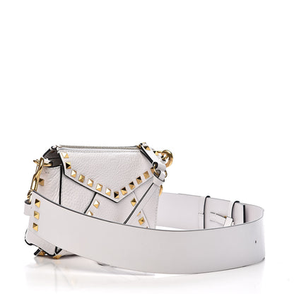 Valentino Garavani Grainy Calfskin Small Rockstud Hype Shoulder Bag White 3 of 9