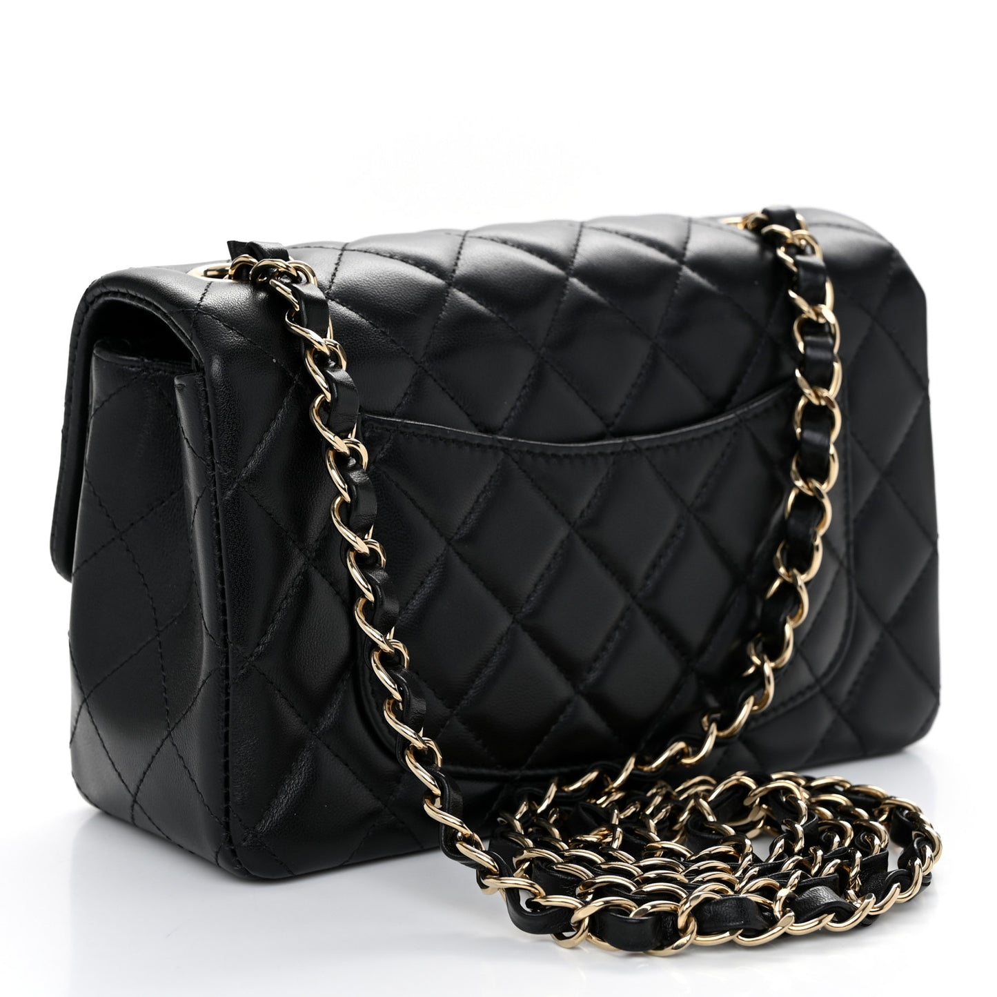 Lambskin Quilted Mini Rectangular Flap Black