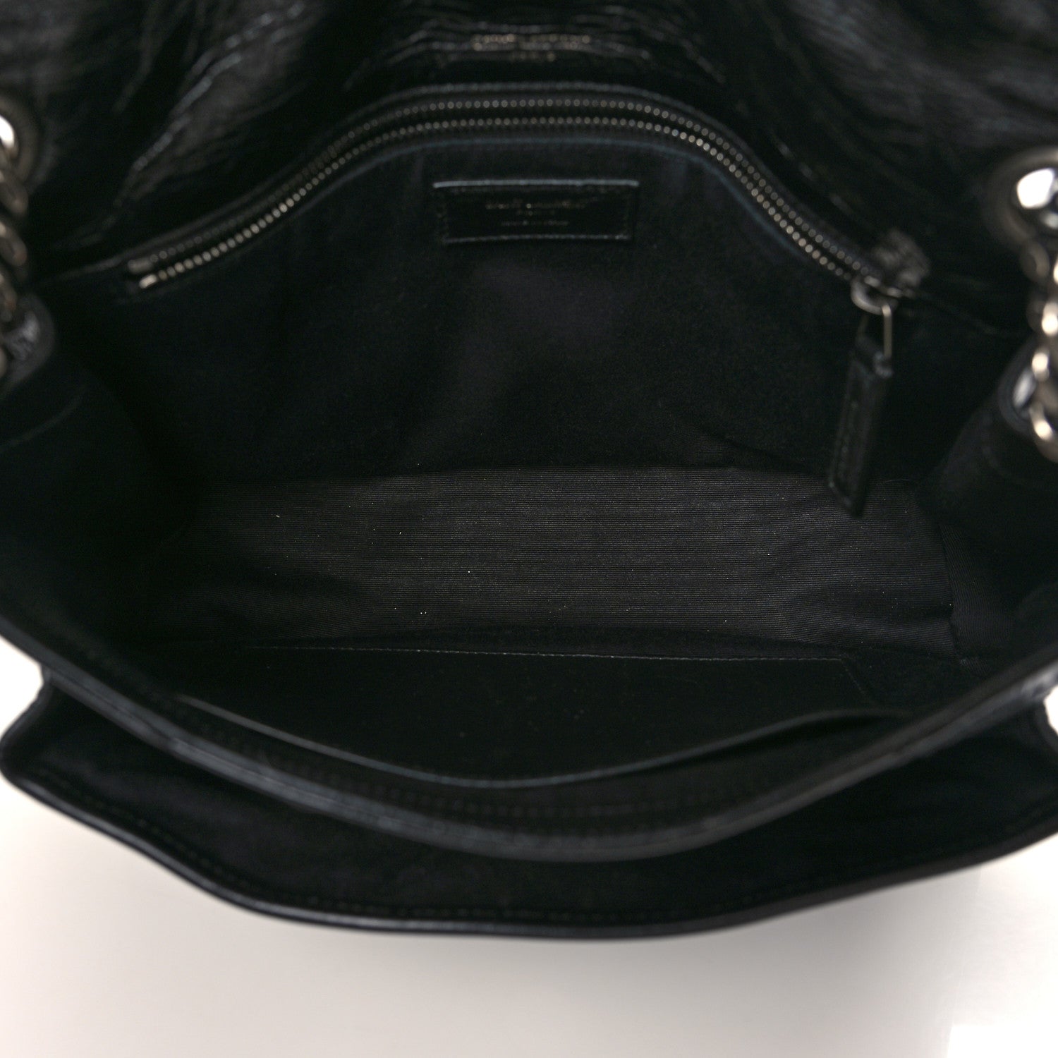 Saint Laurent Crinkled Calfskin Matelasse Monogram Medium Niki Chain Satchel Black 5 of 9