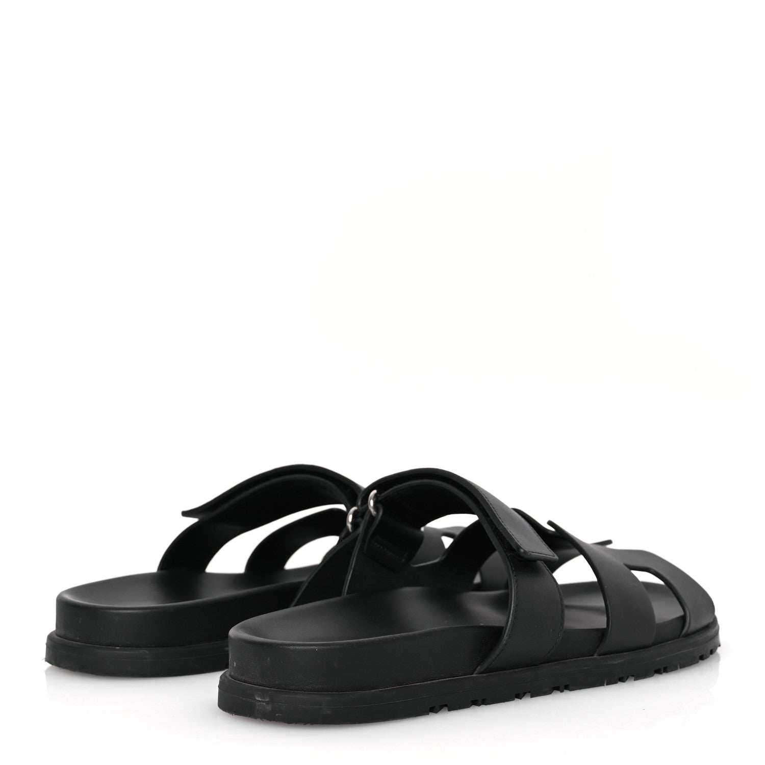 Hermes Calfskin Womens Chypre Sandals 39.5 Black 5 of 14